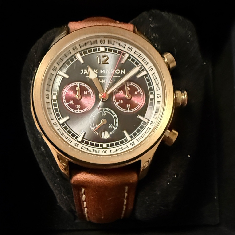 New box Jack Mason Japan movement JM-N202-008 36mm Nautical Chronograph Leather - Picture 5 of 10